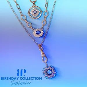 BP September Birthday Necklace Collection **Home Reveal** Beautiful Sapphire stone (lab created).