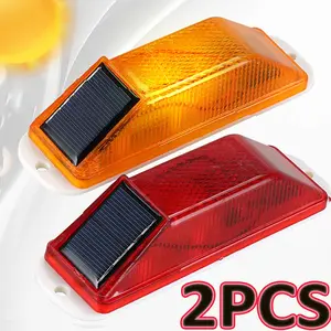 2pcs Warning LED Lamp Strobe Solar Lamp Solar Warning Lamp Chip Control Bridge Night Driving Safety Light Traffic Caution Light 2026 For your cars