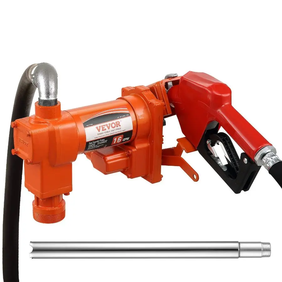 【Summerfinds】 VEVOR Fuel Transfer Pump, 12V DC 16 GPM 1/4 HP, Gasoline Extractor Pump with Automatic Nozzle, Discharge Hose Suction Pipe for Gasoline, Diesel, Kerosene, Ethanol Methanol Blends, and Biodiesel, Liquid Transfer Pumpdealsforyoudays