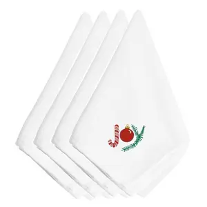 212 MAIN Polyester Christmas Festive Embroidery Napkins, Set of 4, Household Kitchen Linens for Tableware Use