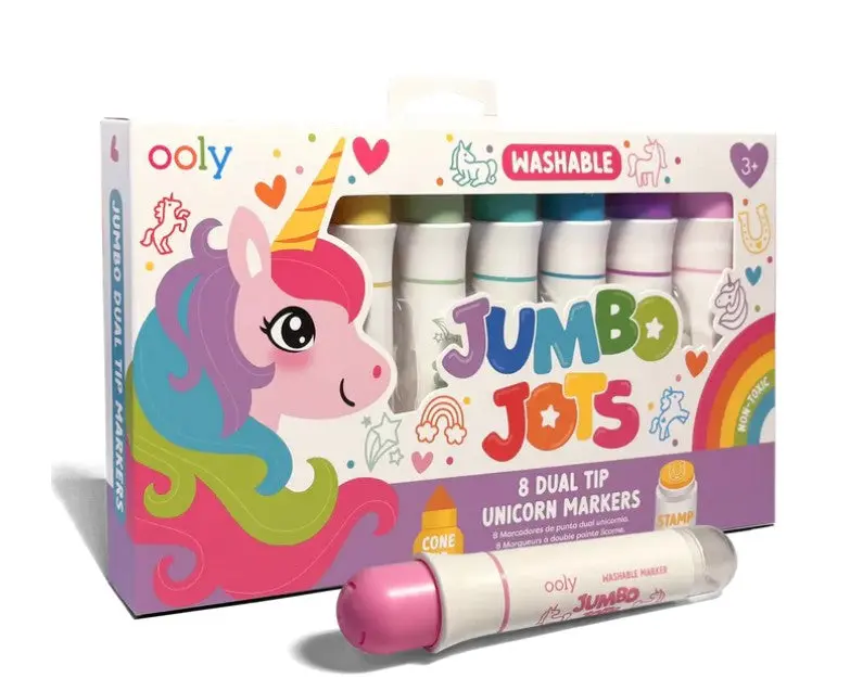Jumbo Jots: Dual Tip Cone & Stamp Markers - Unicorn