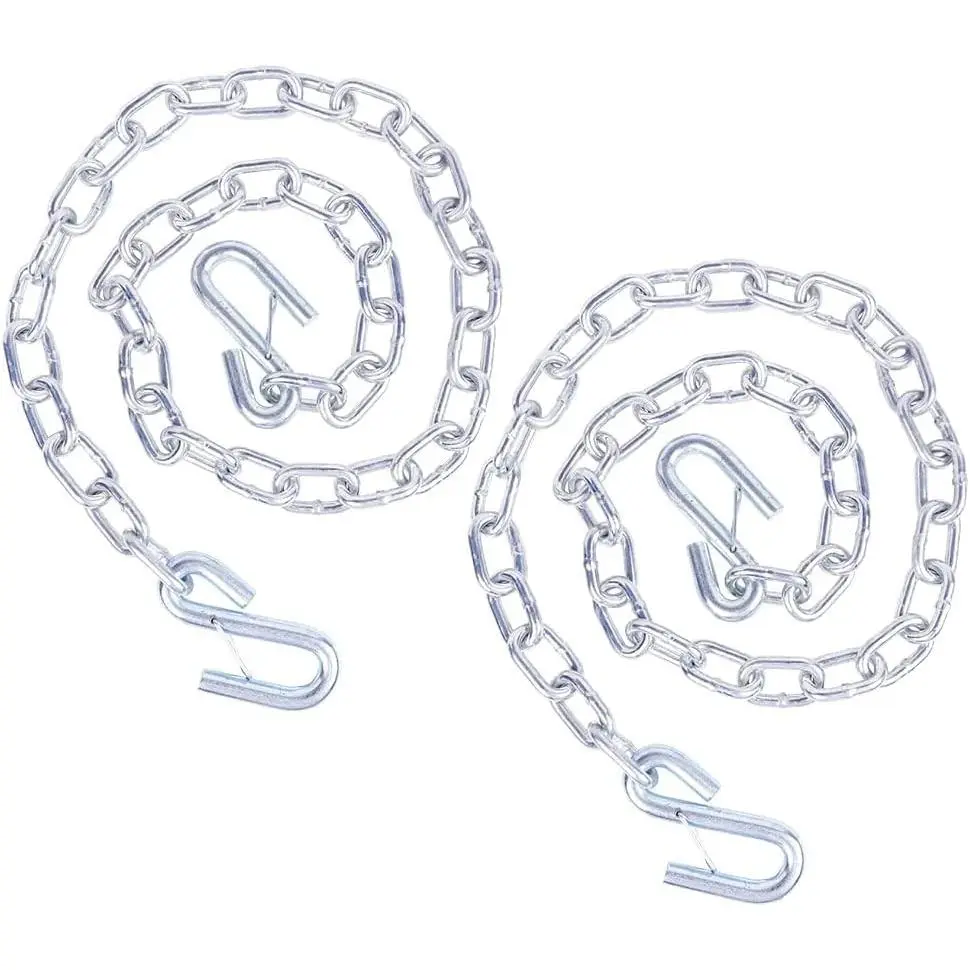 1/4" X 54" Grade 30 Steel Boat Trailer Safety Chain with Spring Clip Hooks 5000 lbs, 2 count (1/4" X 54")