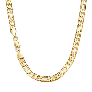 14K Gold-Plated Figaro Chain Necklace for Women Men-2mm/10mm Wide,24" ltalian-Style Cuban Link, Tarnish-Free Nanotech Coating, Hip Hop Streetwear, MinimalistLayering Jewelry, Gift for Him Women accessories