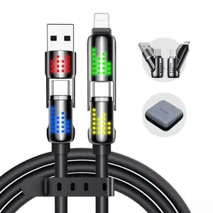 4-in-1 Charging Cable, Super Fast 240W Charging with RGB Light for Electronic and Smartphone Chargers - Cellphone