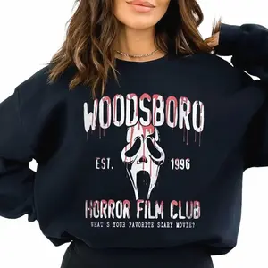 Woodsboro Halloween Film Club Sweatshirt, Ghostface Halloween T-Shirt, Ghostface Tee, Scary Movies Shirt