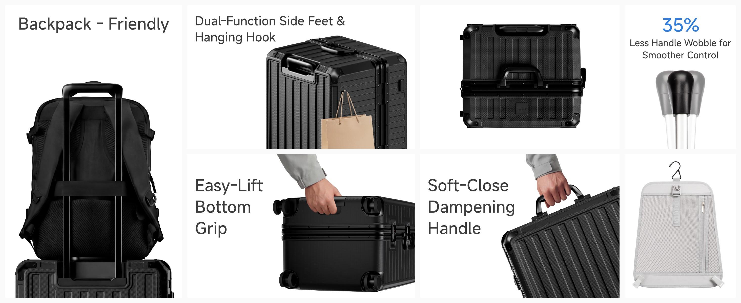 LUGGEX 30 Inch Checked Suitcase with Spinner Wheels, 8010S Aluminum Frame Zipperless Polycarbonate Hard Shell Suitcase with 5 Packing Cubes and a Shoe Bag