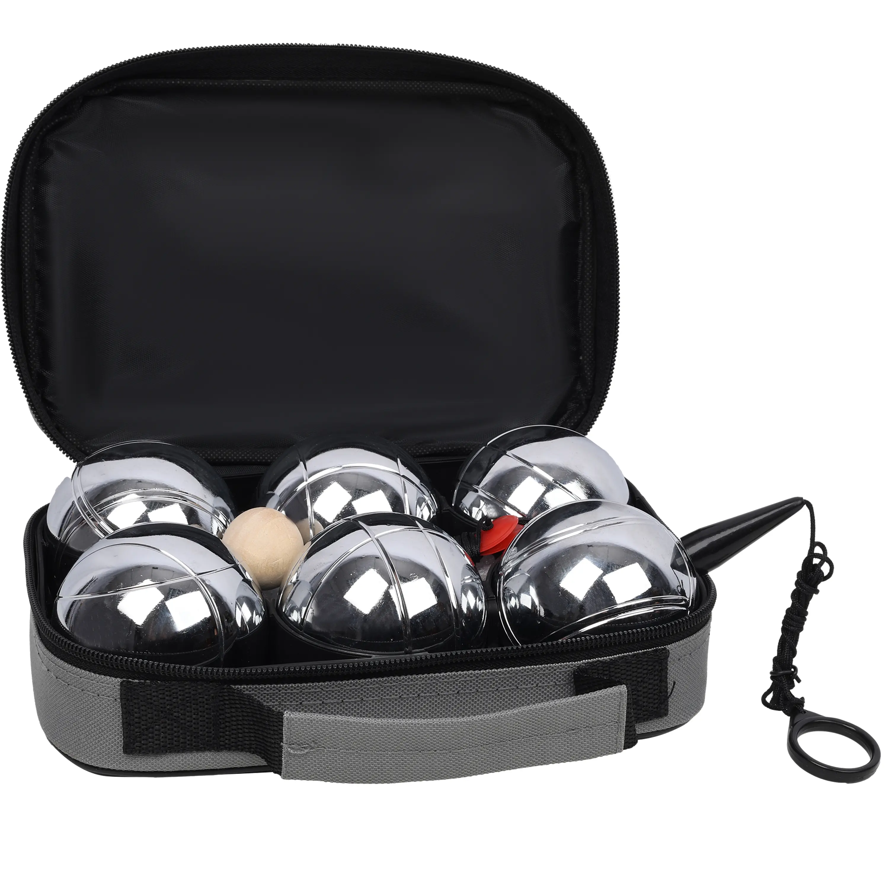 Adults' Metal Balls Boccia Game Set - 7.3cm Diameter Large Metal Boules, 1.5lbs/700g Compact Set with 3 Distinct Line Patterns, Comfortable Handling Hand Tool Accessory, Suction Ball for Outdoor Beach, Backyard Activities