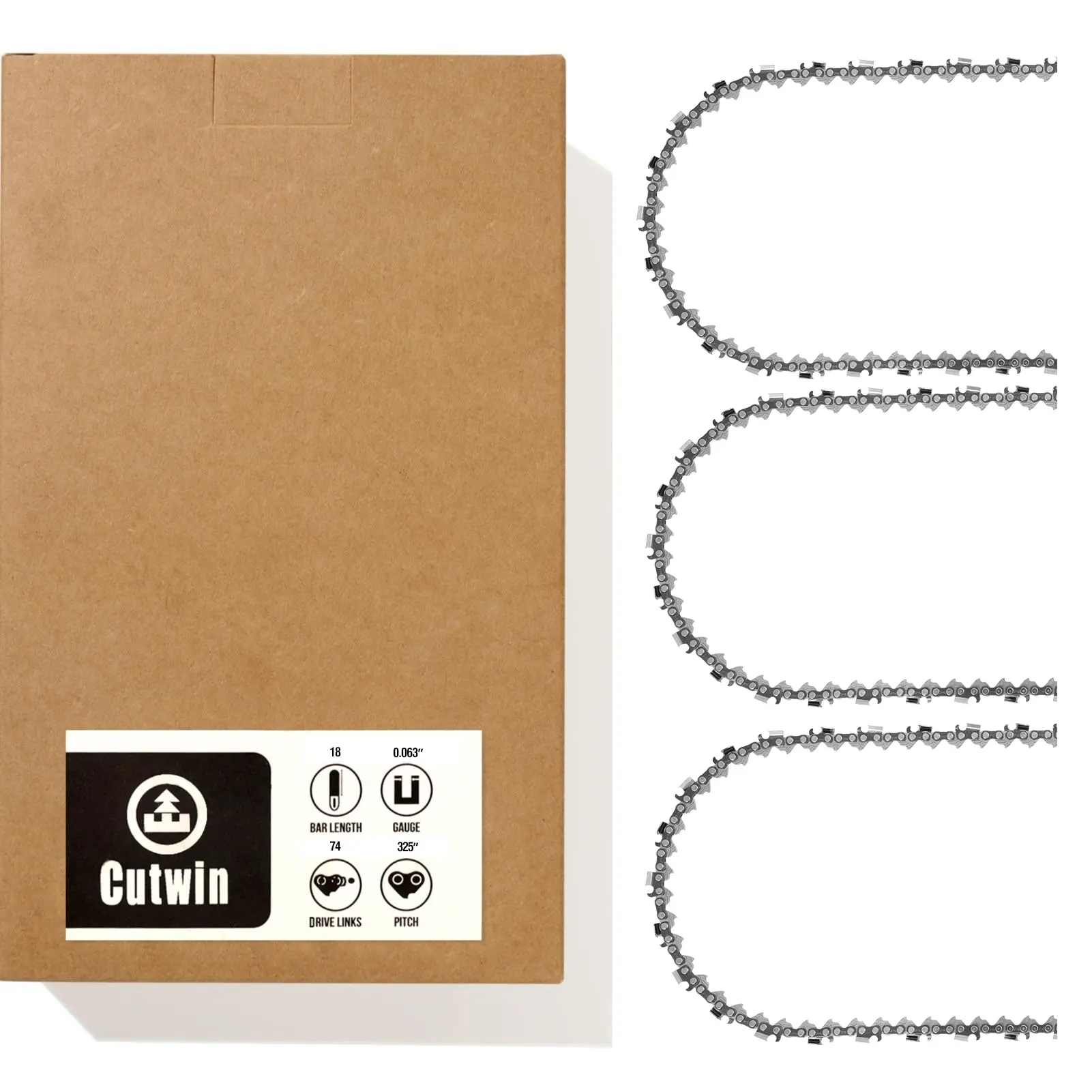 3 Pack 18 Inch Chainsaw Chain .325" Pitch .063" Gauge 74 Drive Links, UL Approved ANS.UL0 Approved ANSI Standards Replacement Chainsaw Blade Fits MS 250 MS251 MS260 MS270 MS280 MS290 310 026 028 031, CW-L67