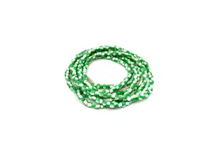 Rugby Stripe White/Green Waist Bead for Women | Waist Beads | Large Seed Beads | Afrocentric | Cloth & Cord