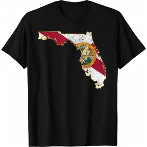 100%cotton Florida Shirt: State T-Shirt With Florida Shape Flag T-Shirt