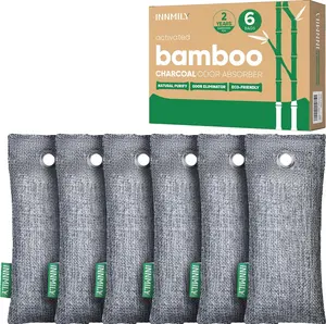 Activated Charcoal Odor Absorber,6 Pack Nature Odor Eliminator for Shoes, Bamboo Charcoal Air Purifying Bags,Shoe Deodorizer and Moisture Absorbers for Fresh Sneakers,Shoe Smell Remover