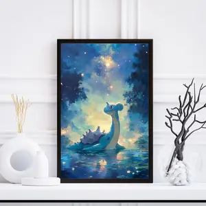 Lapras Unframed, Watercolor Art Print, Handmade Poster, Kawaii Fairycore Decor