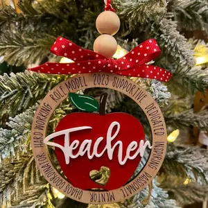 Teacher Christmas Ornament, Personalized Teacher Ornament, Wood Ornament,  Gift for Teacher, Educator, #1 Teacher Ornament