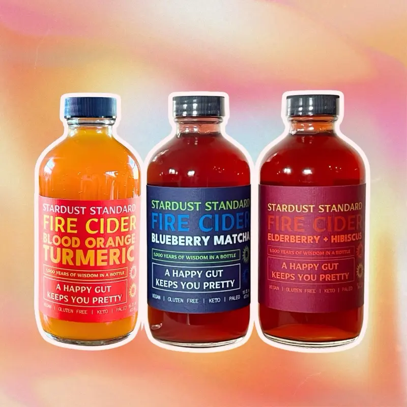 Organic Fire Cider 3 Flavor Probiotic Sampler for Gut Health, Immunity, and Blood Sugar Imbalance
