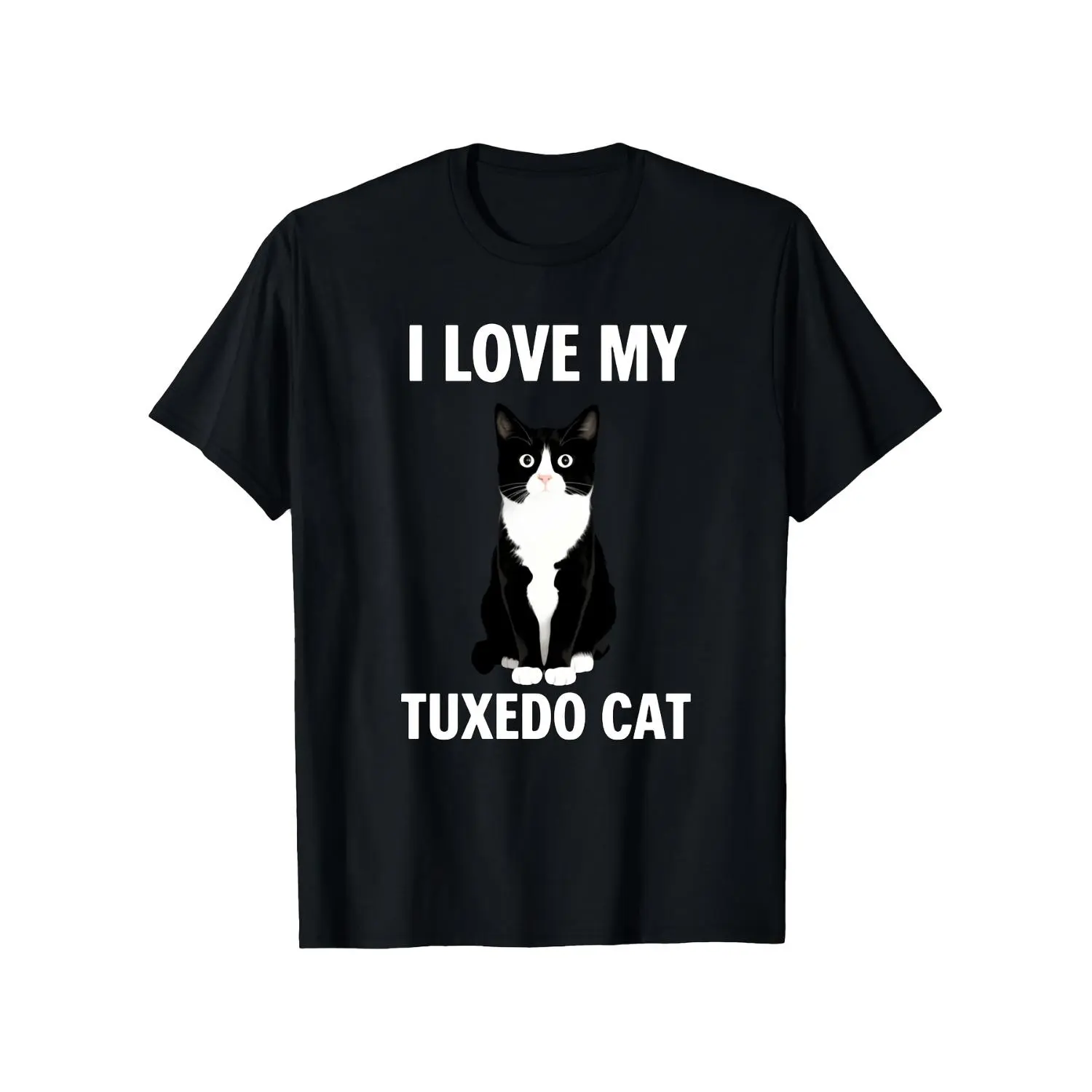 Women's Short-Sleeve Streetwear Cotton T-Shirt, Cute Tuxedo Cat Graphic, Soft Casual Outdoor Wear, All-Season, Holiday Gift, Extra Long & Plus Size Options for Enthusiasts, Shortsleeve, Top, Tshirt, Round Neck, Crew Neck, Breathable Cotton, Simple Print