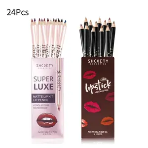 SHCOETY Matte Lip Liner Set, 24 Pieces Waterproof Lip Pencils,Assorted Colors liner pencil