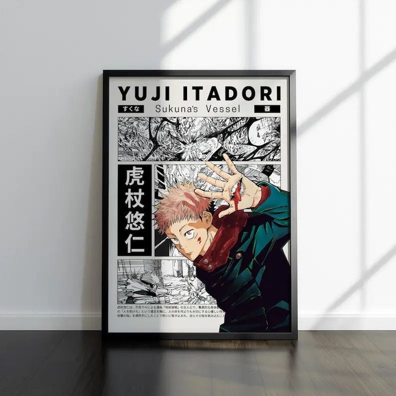 Yuji Jujutsu Kaisen Anime Poster Unframed Poster Unframed, JJK Manga Poster Unframed, Gift For Yuji Itadori Fan, Gift for Anime Fan, Home Wall Decor, Manga Poster Unframed