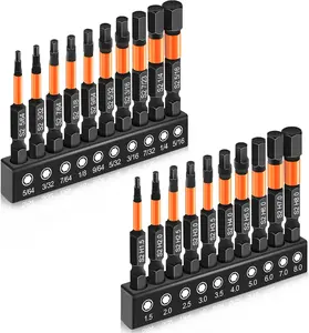 20 count  Hex Bit Set, Impact Allen Wrench Drill Bit Set (Metric&SAE), 1/4 Hex-Shank S2 Alloy Steel Key Drill Bit Set with , CNC Machined Tips, 2" Long with Storage Box