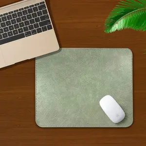 Retro Cowhide Grain Double-Sided Leather Mouse Pad, Minimalist Ins-Style with Stitched Edge PVC Leather Waterproof Mouse Pad, 10.2inch×8.3inch，11.8inch×9.5inch