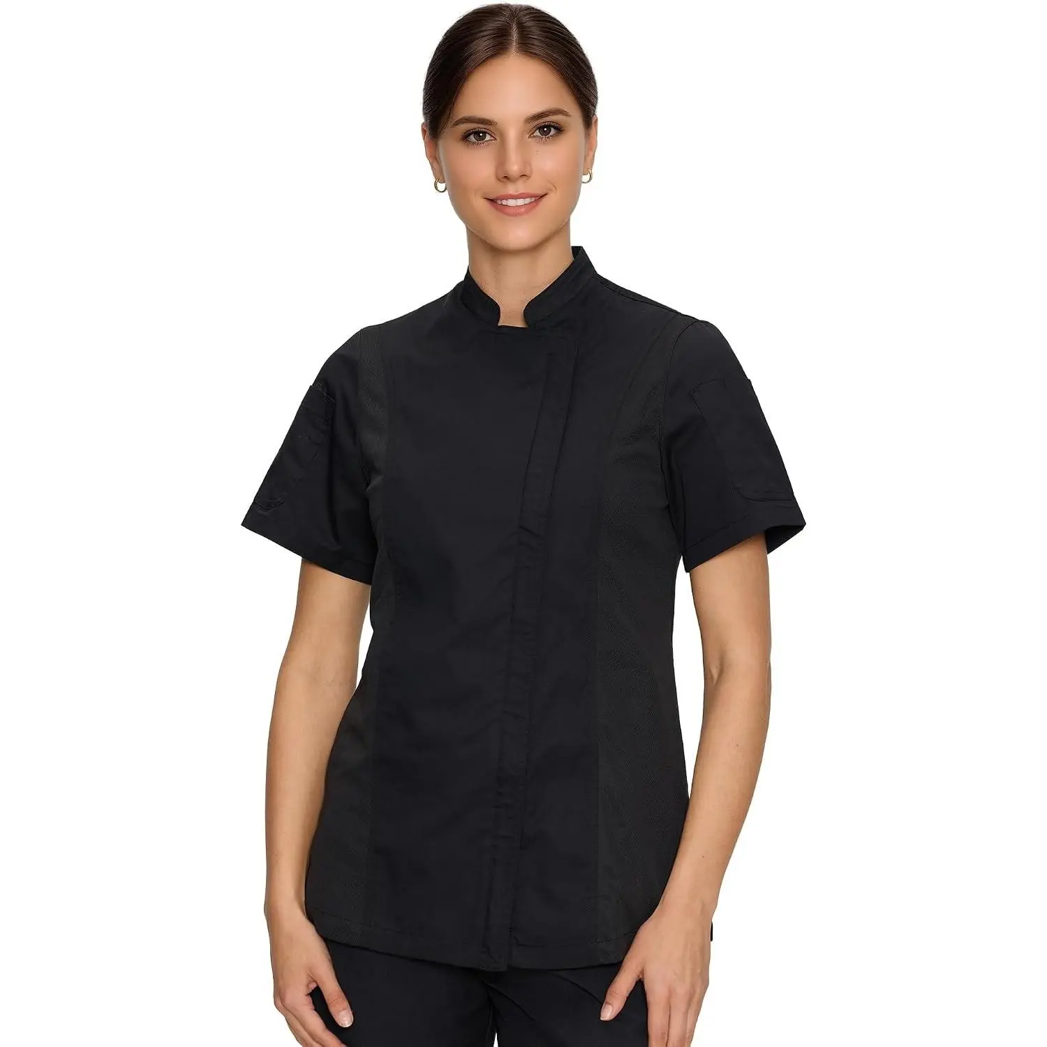 Chef Coat for Women Short Sleeve Chef Jacket Uniform for Kitchen Restaurant | Breathable Fabric, Easy Care, Stain-Resistant, Culinary, Double-Breasted, Professional Kitchen Wear