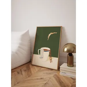 (No Frame) Coffee Diver Poster Print, Good Morning Coffee Poster, Coffee Lover Gift