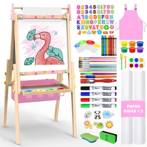 Joyooss Art Easel for Kids Easel for Toddlers,Adjustable Standing Wooden Easels Kids Whiteboard & Chalk Board Kids Dry Erase Board,Art Easel for Kids Easel for Toddlers 2-4 Years