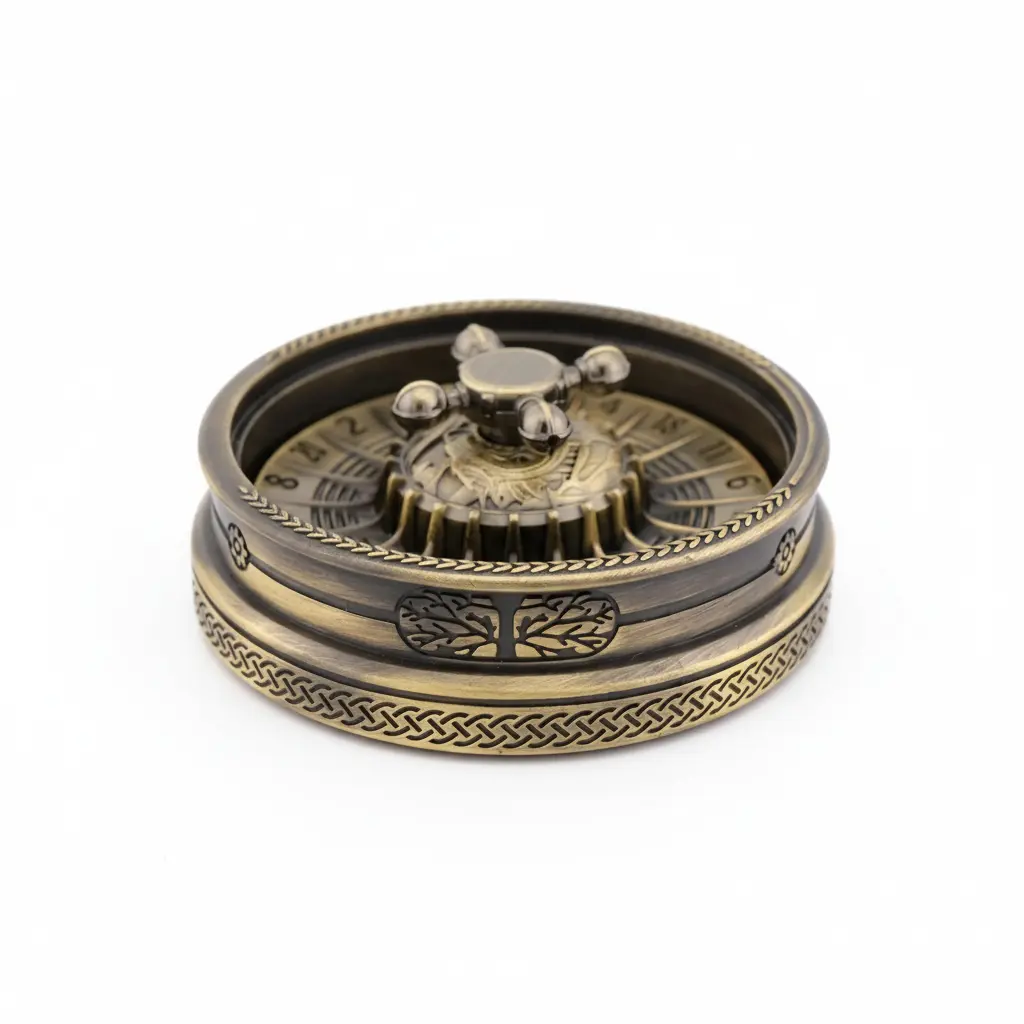 Premium Metal D20 Roulette Spinner - Viking Fate Fidget Dice for D&D, Celtic Steampunk Game Wheel Premium Metal D20 Roulette Spinner - Viking Fate Fidget Dice for D&D, Celtic Steampunk Game Wheel