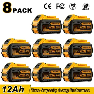 8-PACK forDewalt 12.0Ah 20V/60V MAX Lithium-ion Battery Pack DCB606 DCB609 DCB612 for Cordless Power Tools Rechargeable High Capacity