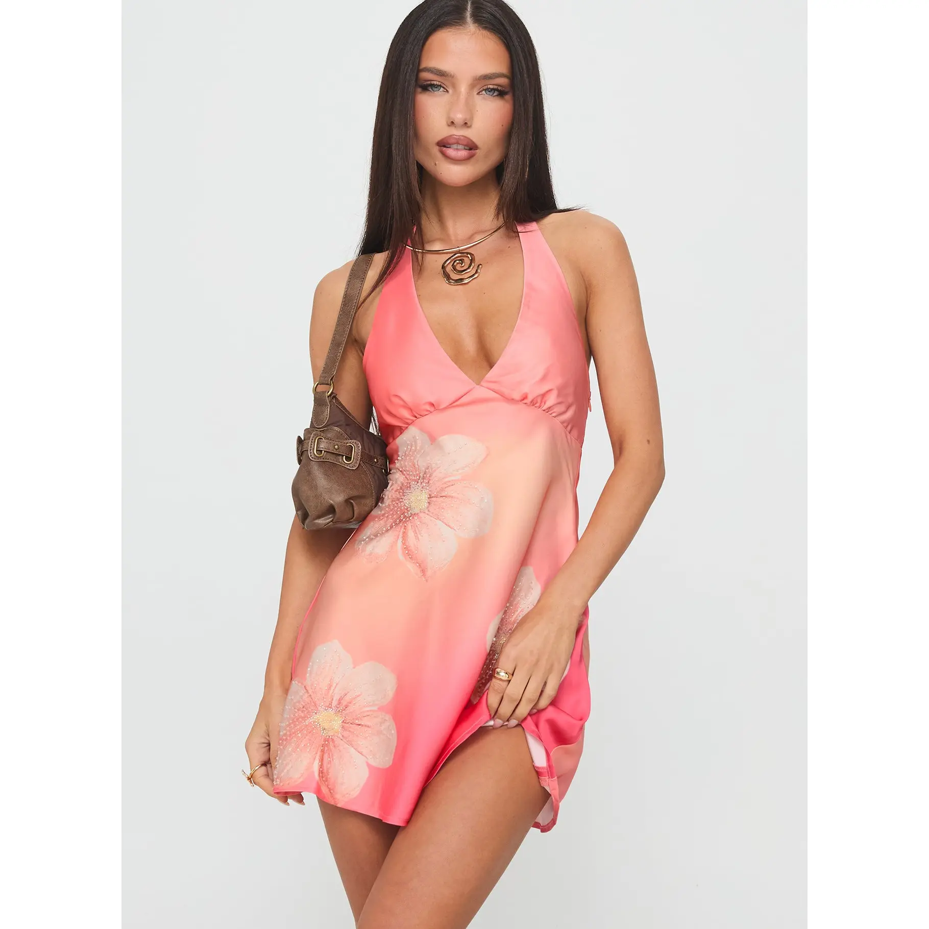 Laleisa Beaded Halter Mini Dress Multi Laleisa Beaded Halter Mini Dress Multi