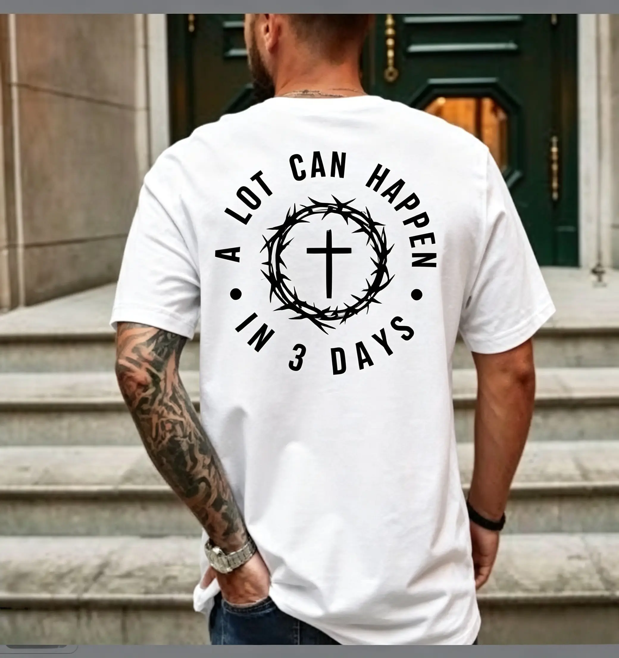 Men's Black Easter Faith Sweatshirt - "A Lot Can Happen In 3 Days" Graphic Design, Casual Men's Top