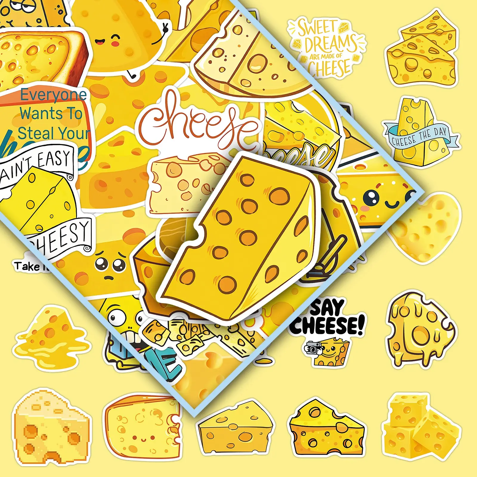50 Cheese-Themed Cute Cartoon Food Character Creative Decorative DIY ...