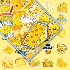 50 Cheese-Themed Cute Cartoon Food Character Creative Decorative DIY Funny Stickers for Scrapbooks, Phone Cases, and Luggage