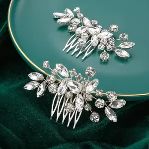 2 Pcs Silver Rhinestone Bridal Hair Pin Clip Crystal Rhinestone Hair Accessories Wedding Headpieces Beauty & Personal Care