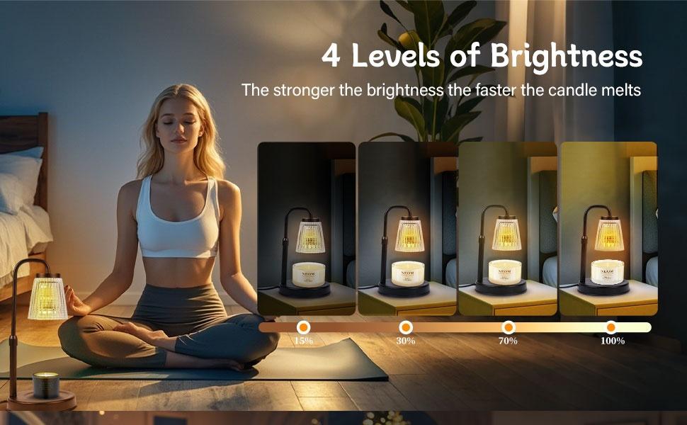 Black Candle Warmer Lamp WithTimer and Dimmer,Fragrance Electric Wax Melt Warmer with 2 Bulbs,Scented Jar Lamp,Mother's Day Home Decor,Adjustable Height