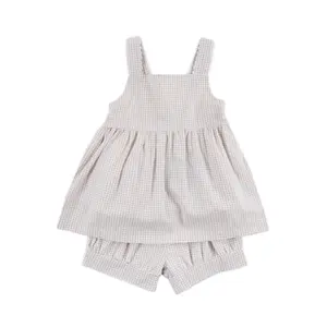 Khaki Gingham Mia Short Set - Girls 2Pc Outfit
