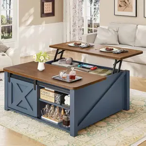 31.5 Inches Lift Top Coffee Table with Hidden Storage Blue