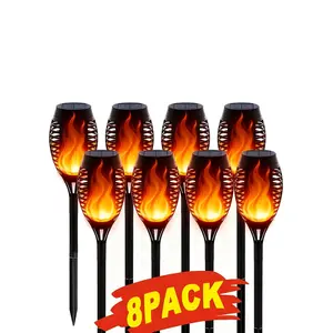 Solar Garden Decorative Torch Lights, 12-Piece Solar Outdoor Light Set, Pathway & Courtyard Decoration Flame Torches, Thanksgiving, Christmas, Easter Holiday Decor, 4/8 Piece Sets