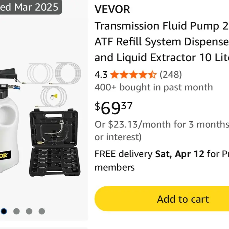 VEVOR Transmission Fluid Pump 2 Way ATF Refill System Dispenser, Oil and Liquid Extractor 10 Liter Large Capacity, Automatic Transmission Fluid Pump Tool Set with 14 Pieces ATF Filler Adapters