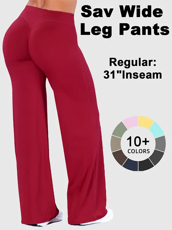 HALO Sav Wide Leg Pants Mid Waisted Flare Yoga Pants Tummy Control Butt Lifting Stretchy Lounge Athletic Pants