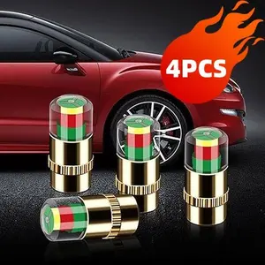 A set of 4PCS automotive tire pressure monitoring valve cap sensor indicators with 3-color indicator lights