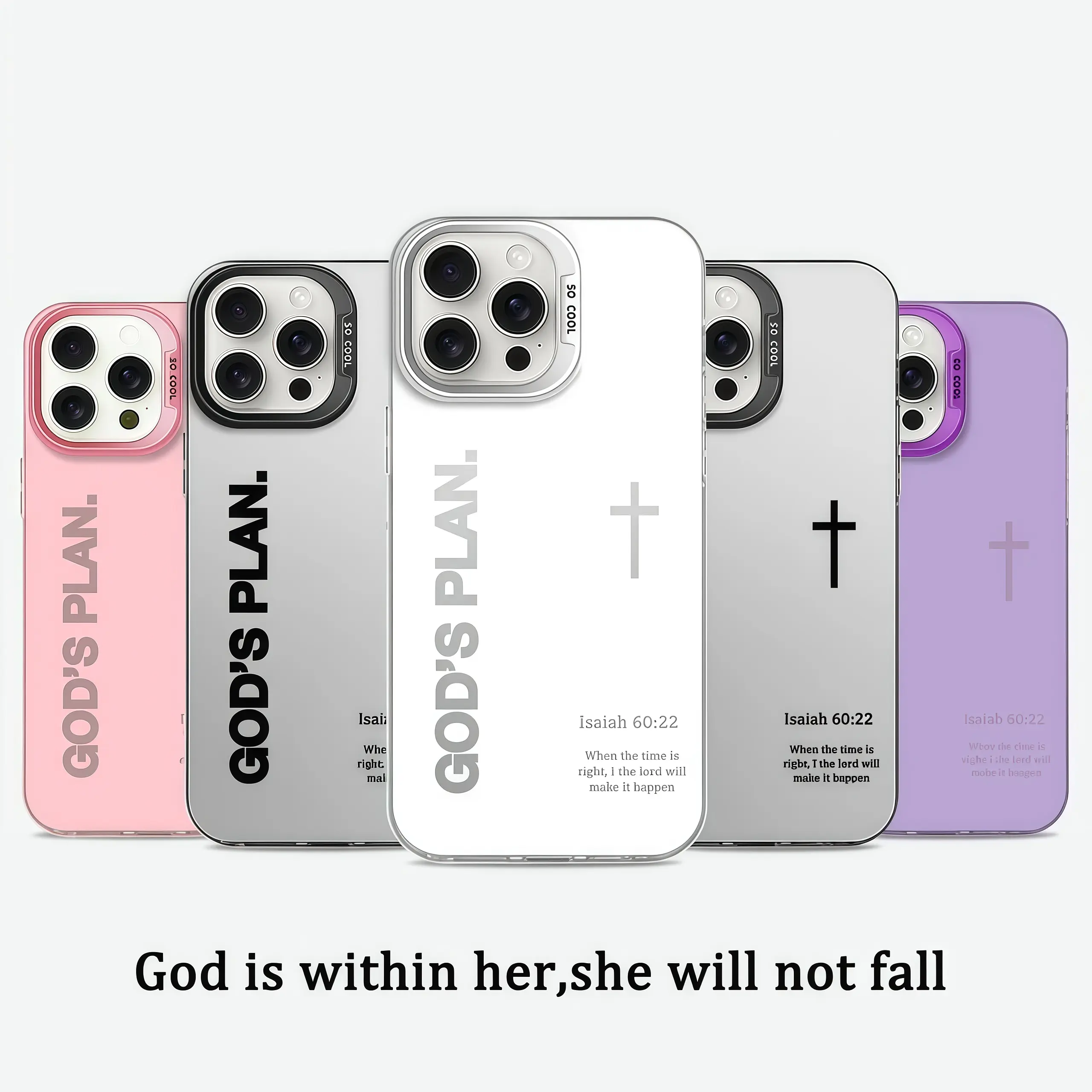 Faith-Themed Isaiah Cross Soft Silicone 1-Piece Phone Case, Gradient God’s Plan Durable Shockproof Accessory for Multi-Model iPhones (17Pro Max,16E,15Plus,14,13,12,11), God's Gift Item for Faith Users, WC60