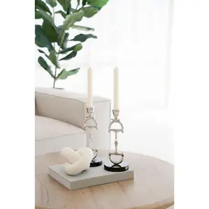Huntley D Bit Pair of Candlesticks, Pair in Aluminum Silver Finish