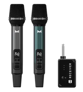 Wireless Microphones, Metal Dynamic Wireless Microphones with One-to-One Chip Connection and Rechargeable Receiver, 40H Duration, 200FT Range Receiving, Performance Vocal, Karaoke Microphone for Singing