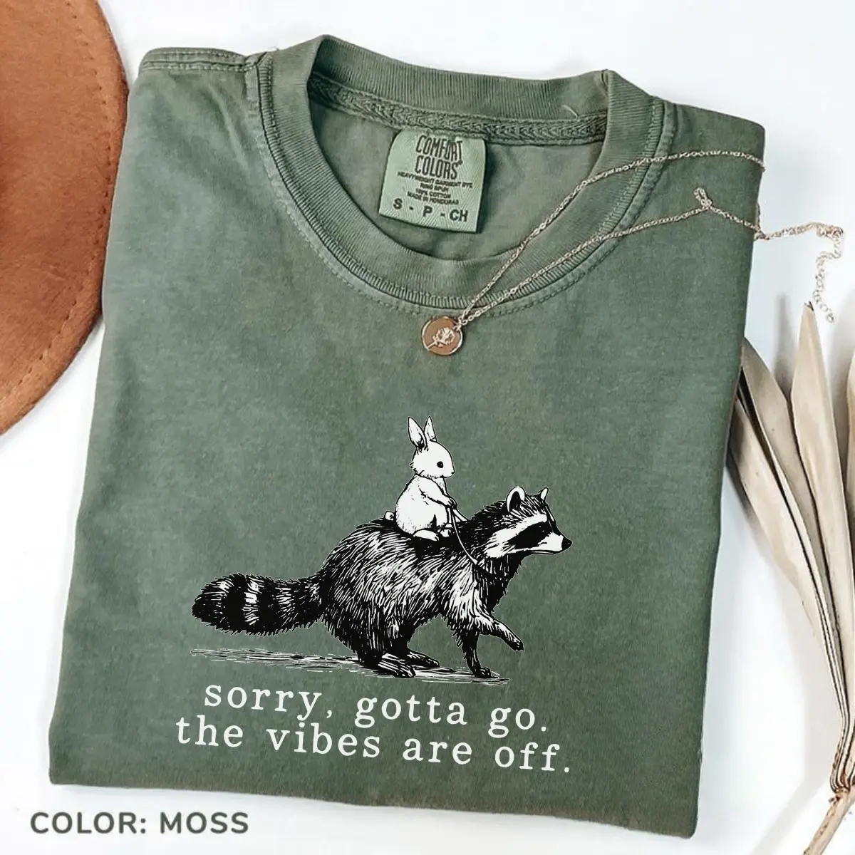 Comfort Colors Sorry Gotta Go The Vibes Are Off TShirt, Funny Raccoon Graphic Tee, Sarcastic Quote T-Shirt, Introvert Chill Vibes TShirt