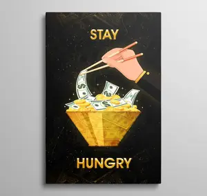 Stay Hungry Wall Art Motivational Poster,  For Home Office Prints Inspirational Quotes Time Is Money Motivation Poster Entrepreneur Sign