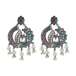 Elegant Oxidized Jhumka Earrings | Bollywood Style Peacock & Chandbali Design | Perfect for Weddings & Festivals | Thoughtful Gift