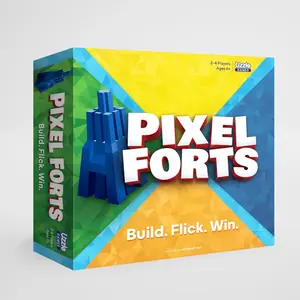 Uzzle Pixel Forts - Family Board Game for 2-4 Players, Ages 6+, 10-15 Mins Play, 4 Forts, 52 Pixels, 28 Power-up Cards, Tabletop Game, Enhances Cognitive & Dexterity Skills