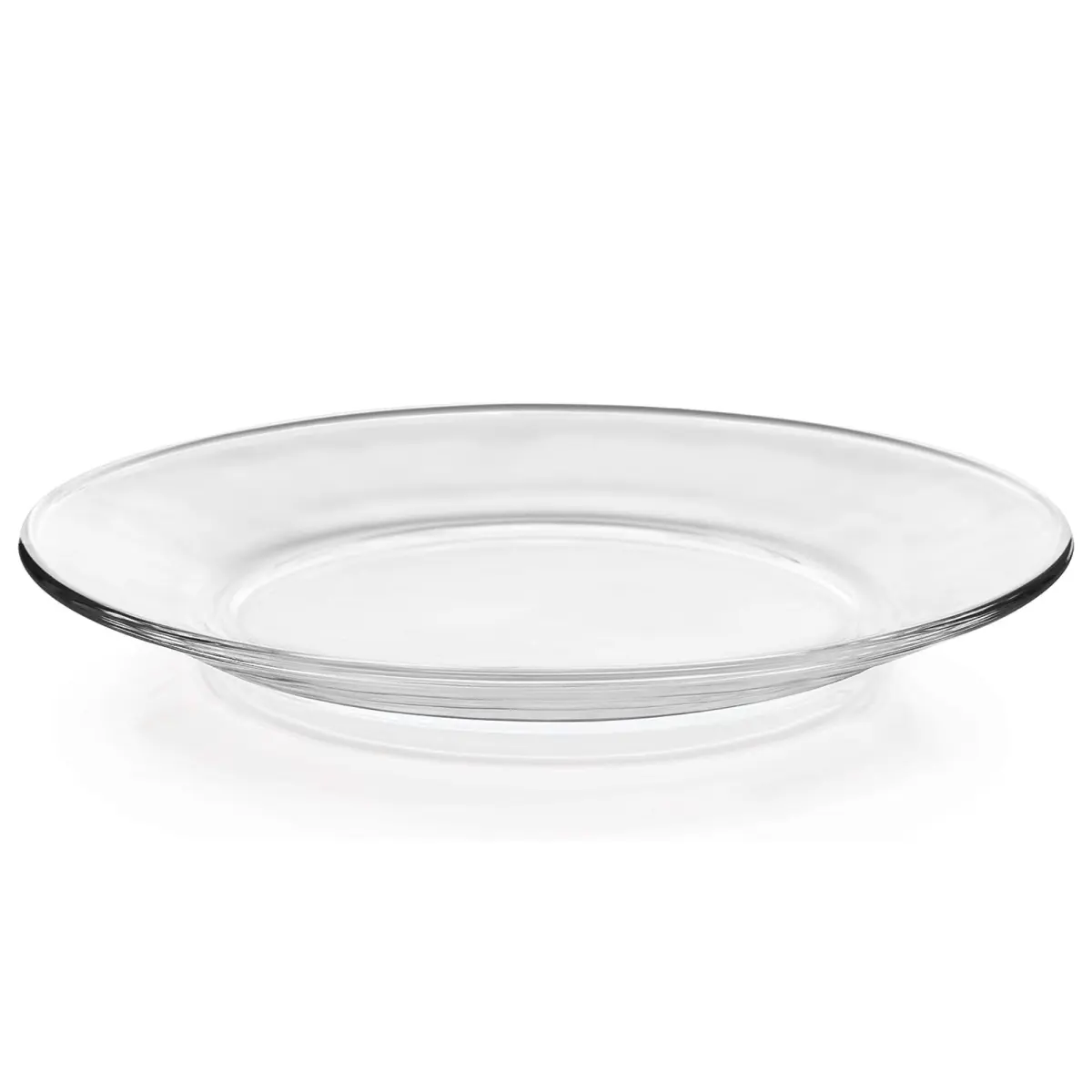Pomegranate Thick Deep Red Glass Dinner Plates (0276-0), Set of 8, Contemporary Oven-Safe Kitchen Tableware for Cake Serving