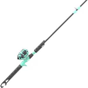 Rambler Fishing Reel and Rod Combo, Durable Fiberglass Rod with Built-in Carabiner, Patented No-Tangle Reel, Pre-Spooled with 8-Pound Fishing Line