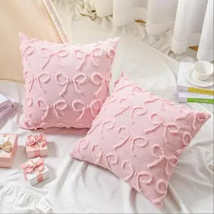Valentine's Day Bow Pillow Cover, Modern Simple Cute Decorative Pillowcase, No Filler, Suitable for Bedside, Sofa, Bedroom, Living Room